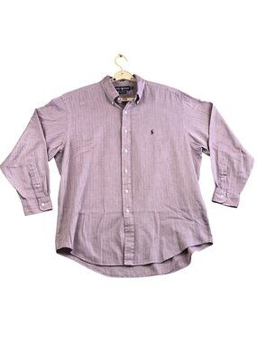 Ralph Lauren Yarmouth SZ 16.5 Herringbone Button-Down Cotton Dress Shirt Purple
